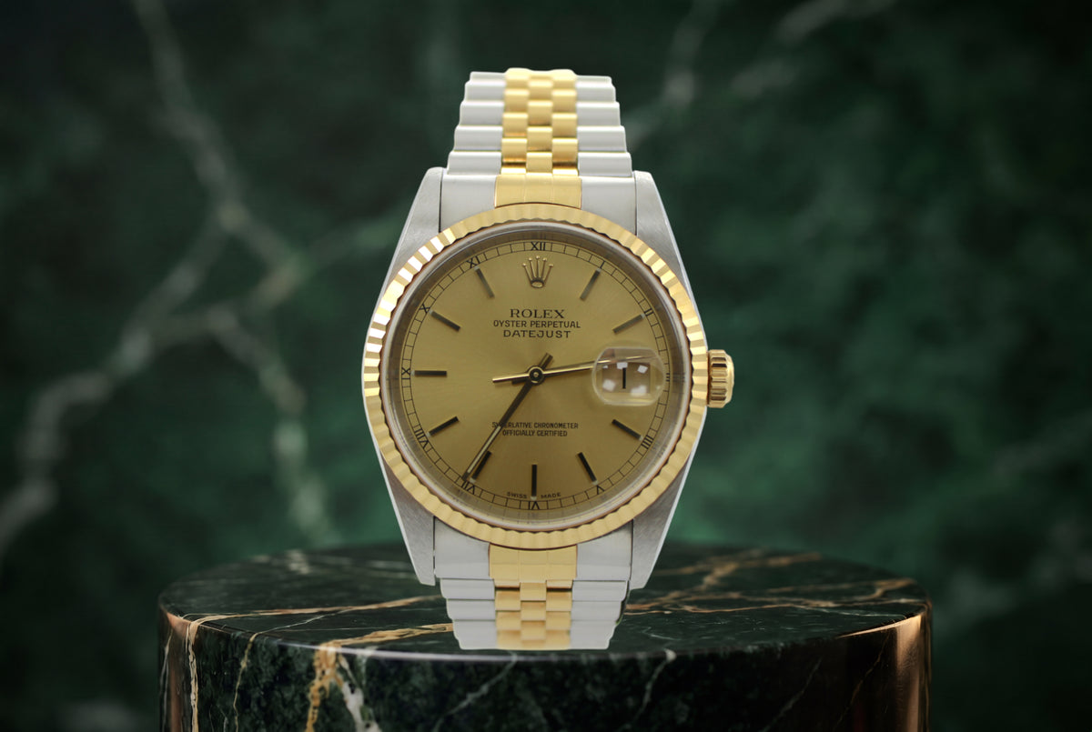 UNPOLISHED 2001 Rolex Datejust Champagne Two-Tone 16233 36mm Jubilee Watch With Box and Papers SKU: JMAGG0926696