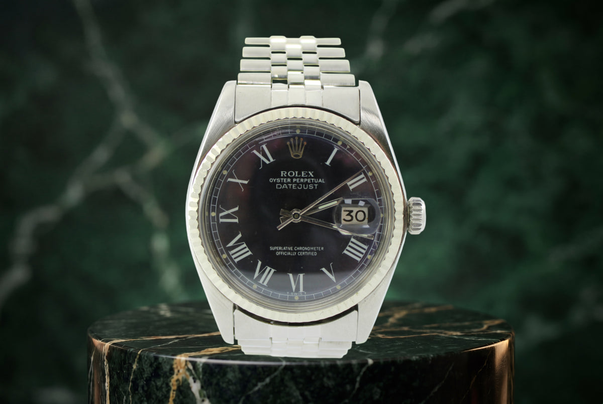 1973 Rolex Datejust Blue Buckley Stainless Steel White Gold Date 1601 36mm Jubilee Watch  SKU: NEKGG0926636