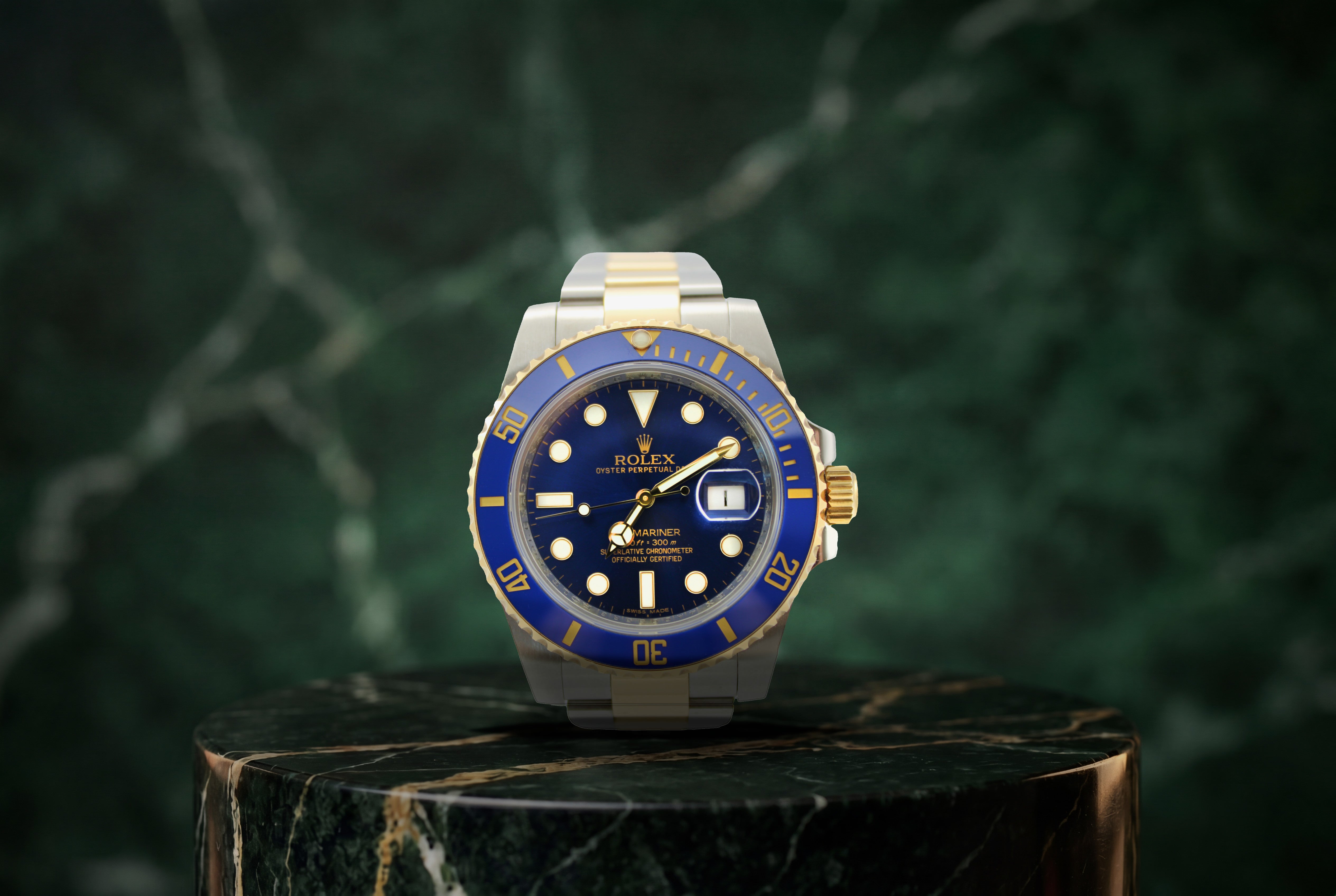 2014 Rolex Submariner Date Sunburst Two-Tone 18K Gold Steel 116613LB 40mm Oyster Watch With Box and Papers SKU: JLVGGG04265R6