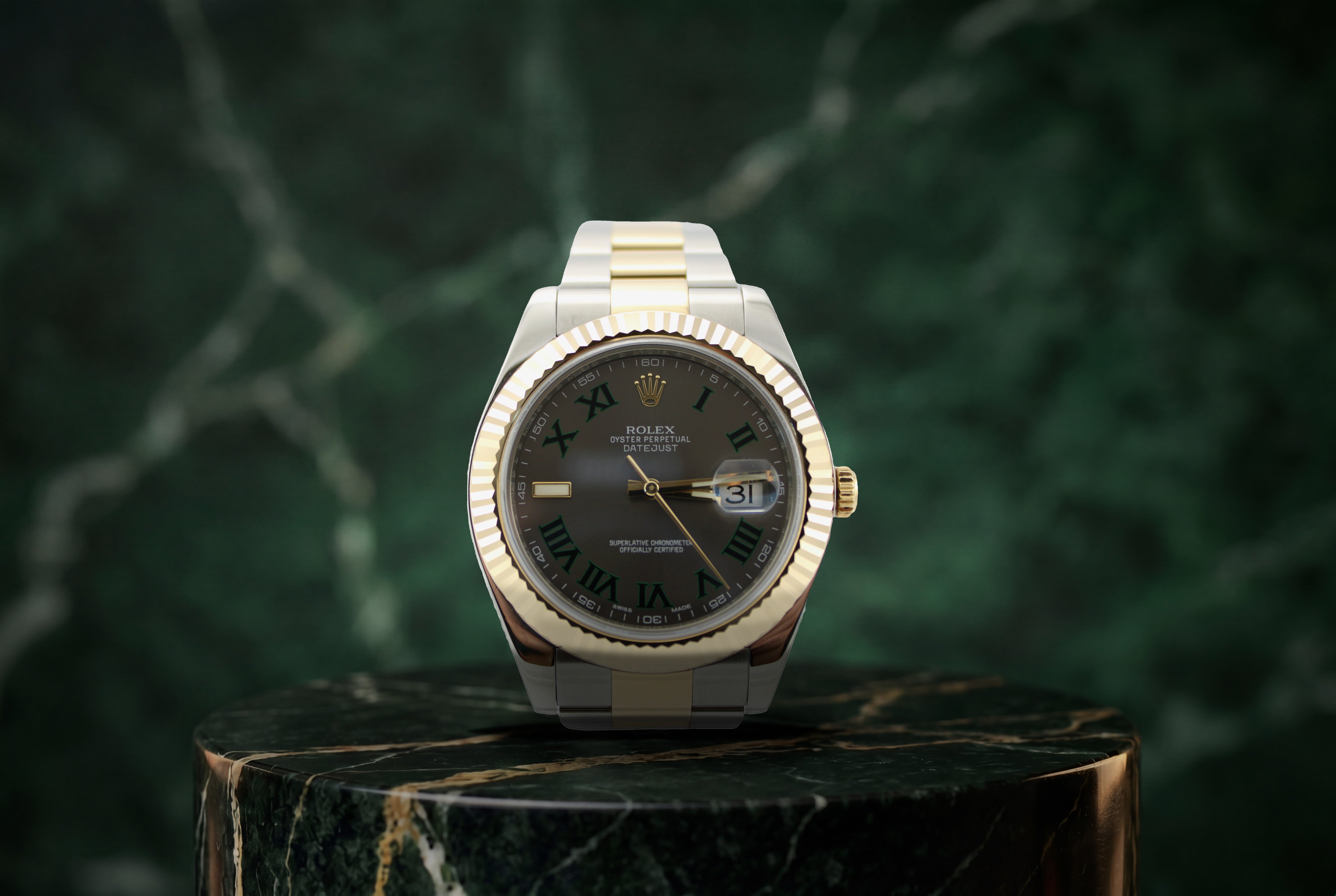 Rolex Datejust Grey "Wimbledon" Two-Tone 18K Gold Steel 116333 41mm Oyster Fluted Watch SKU: JLGGMG0326033