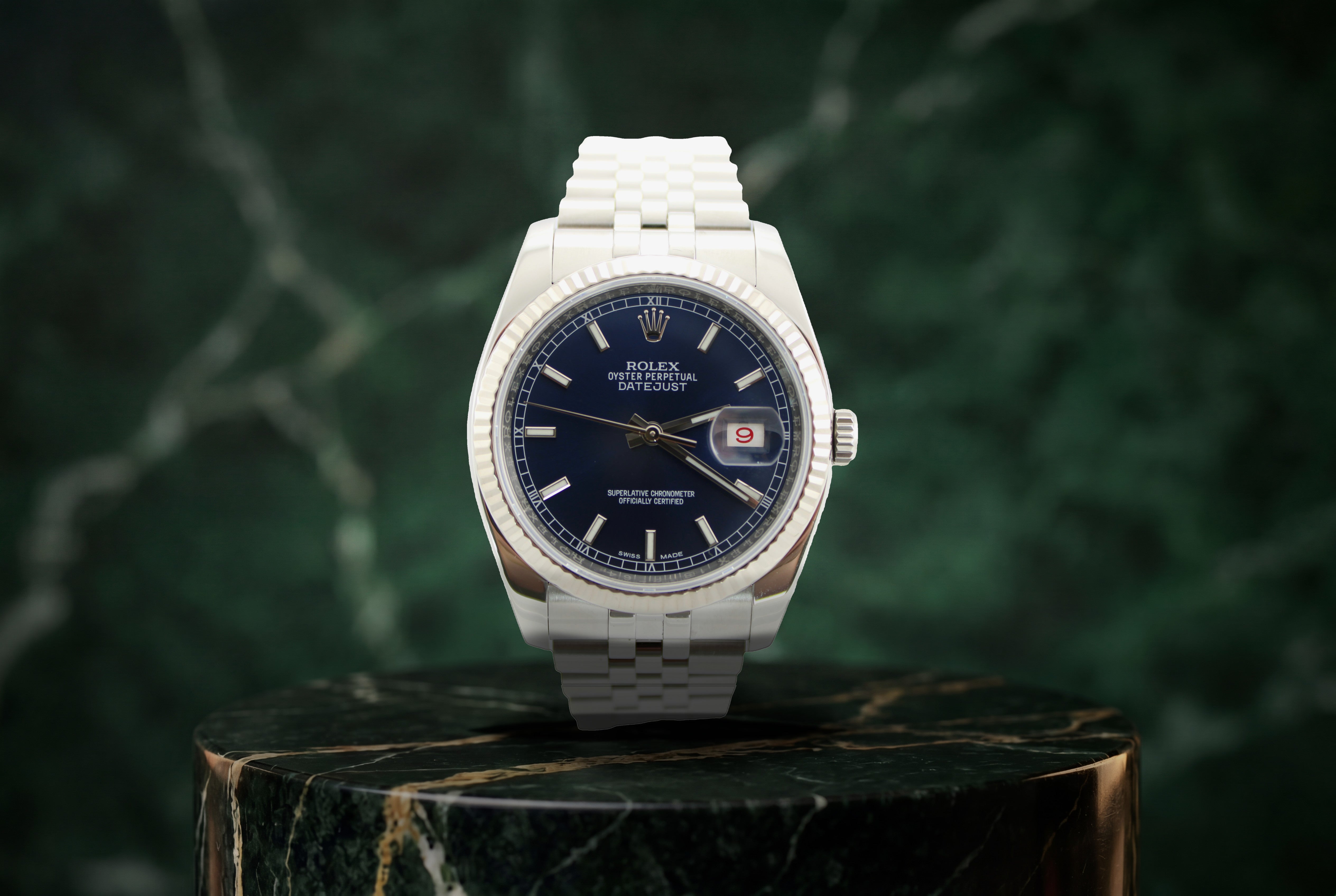 2016 Rolex Datejust Blue Stainless Steel Date 116234 36mm Jubilee Red Roulette Watch With Box and Papers  SKU: JKKMG0626646