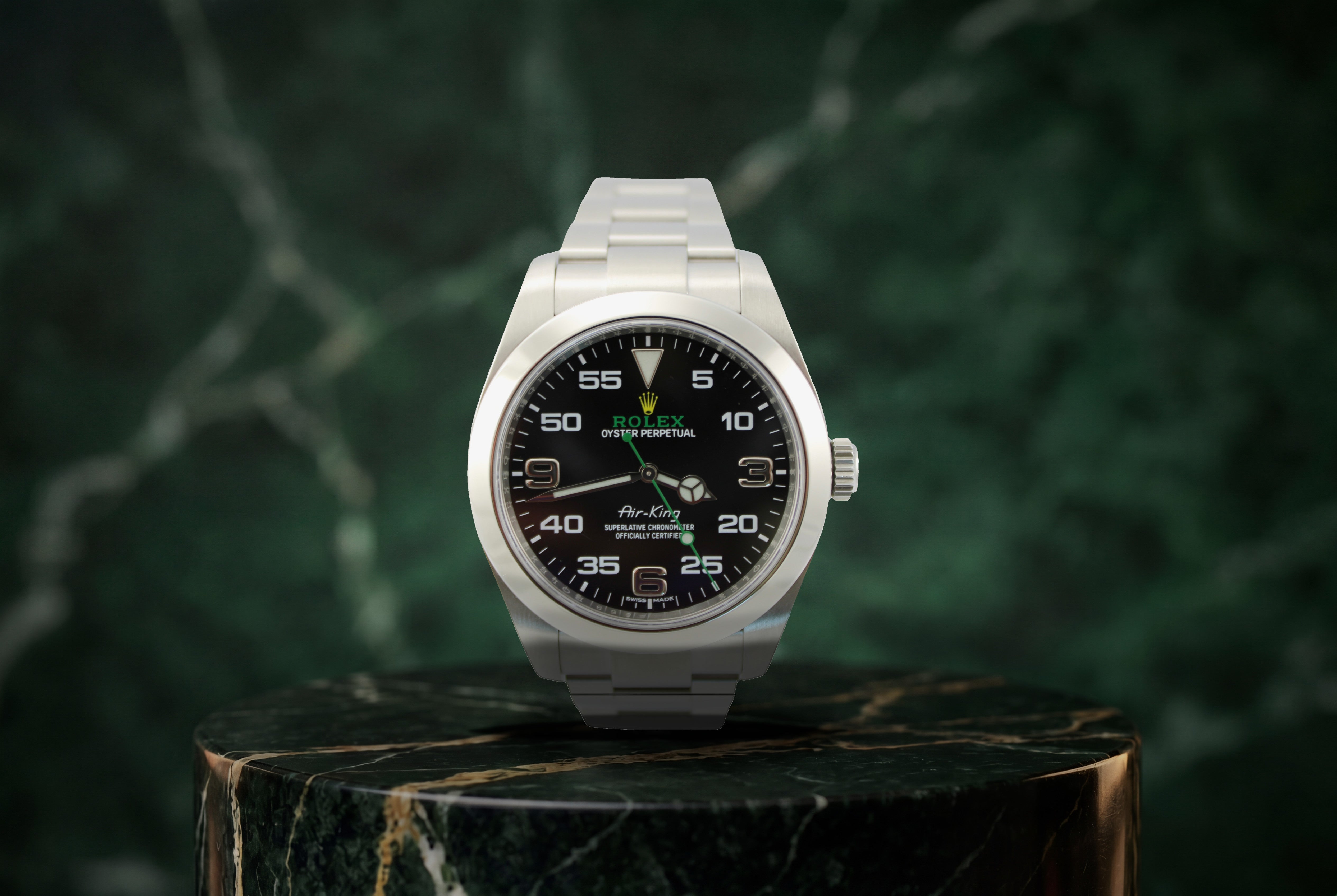 2020 Rolex AirKing Black 3-6-9 Stainless Steel 116900 40mm Smooth Oyster Watch With Box and Papers SKU: JAKKM0326369