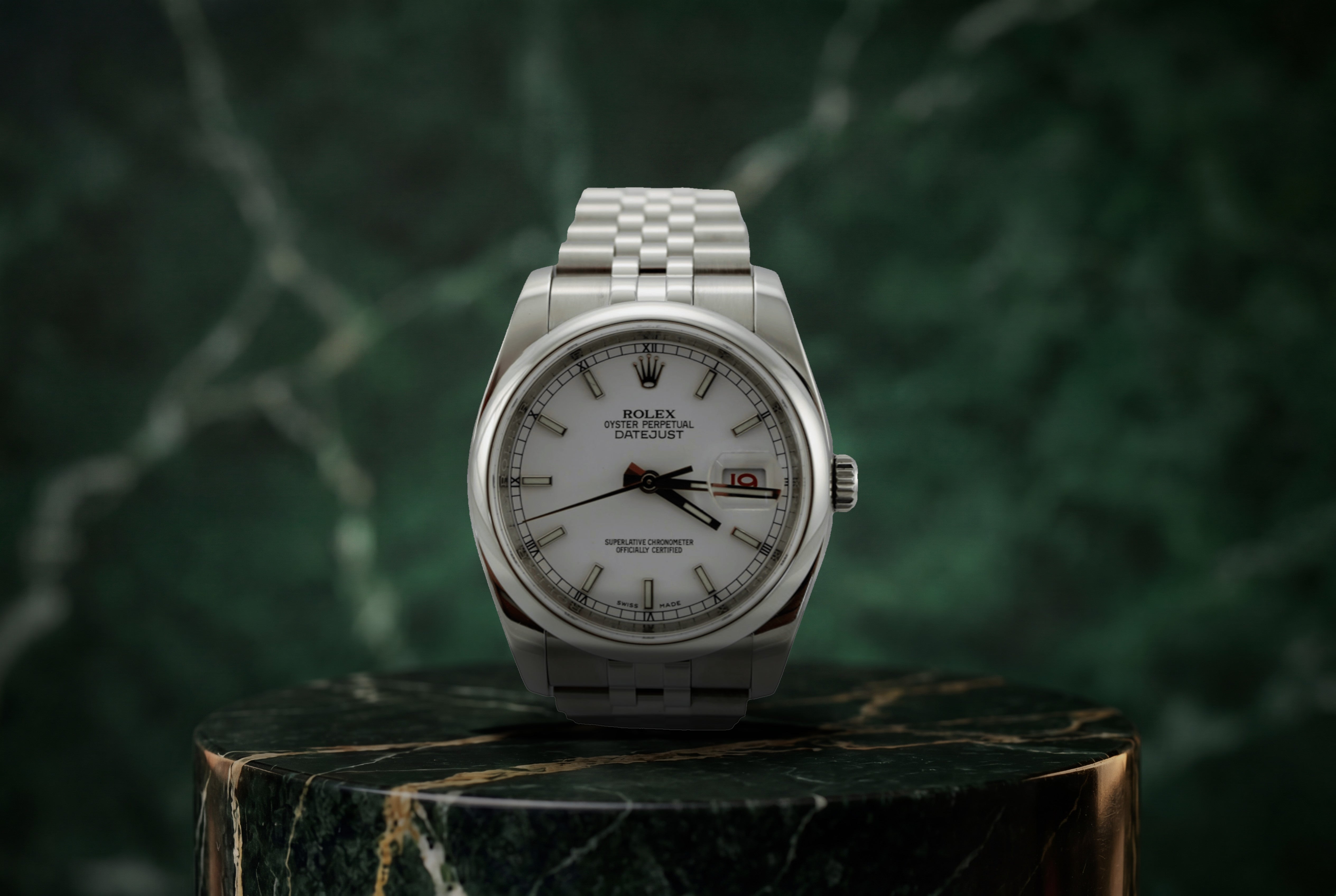 Rolex Datejust White Stainless Steel Date 116200 36mm Jubilee Smooth Red Roulette Watch  SKU: JMGKM0426510