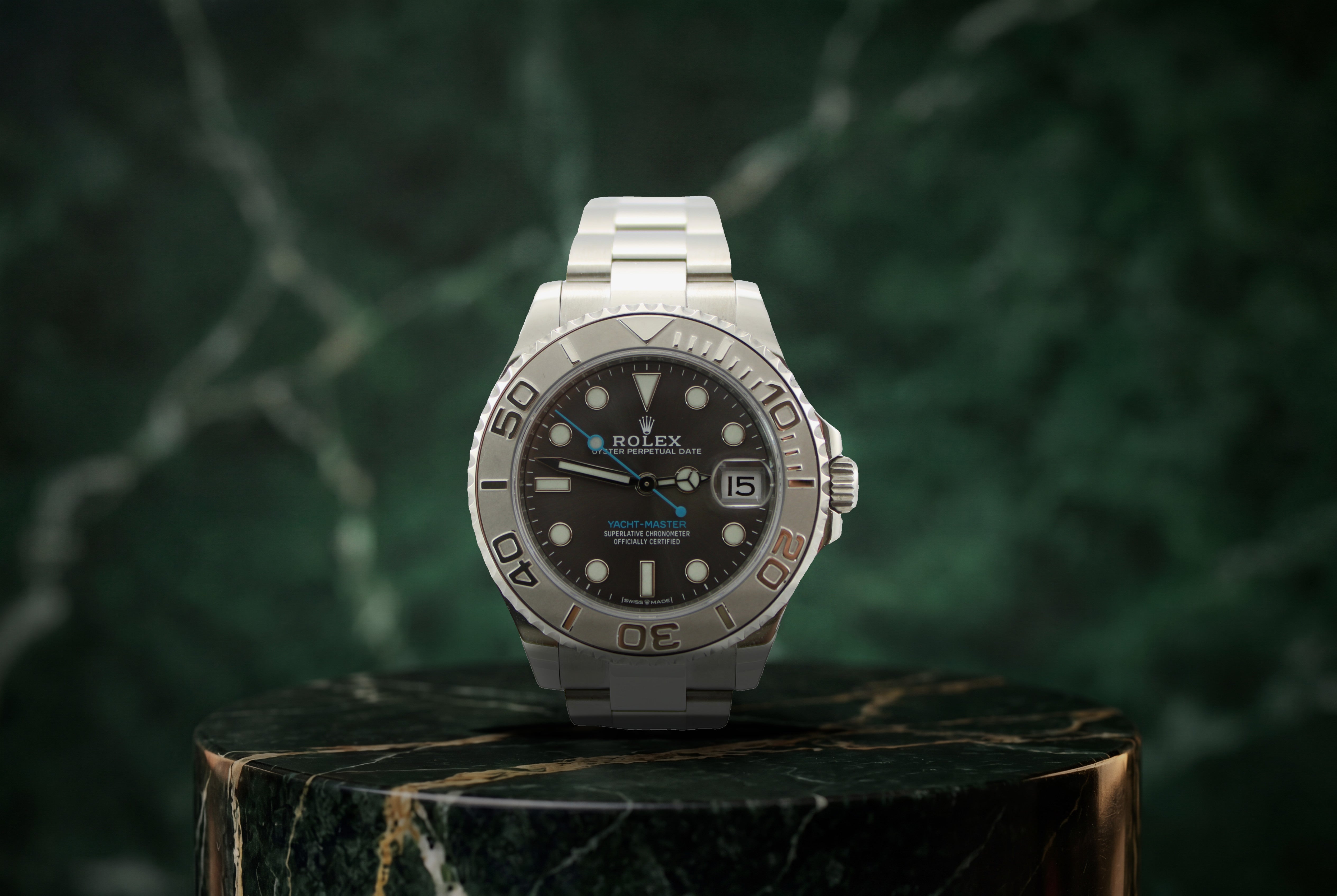 2021 Rolex Yacht-Master Rhodium Blue 268622 37mm Platinum Steel Oyster Watch With Box and Papers SKU: JLGMGM04261Y4